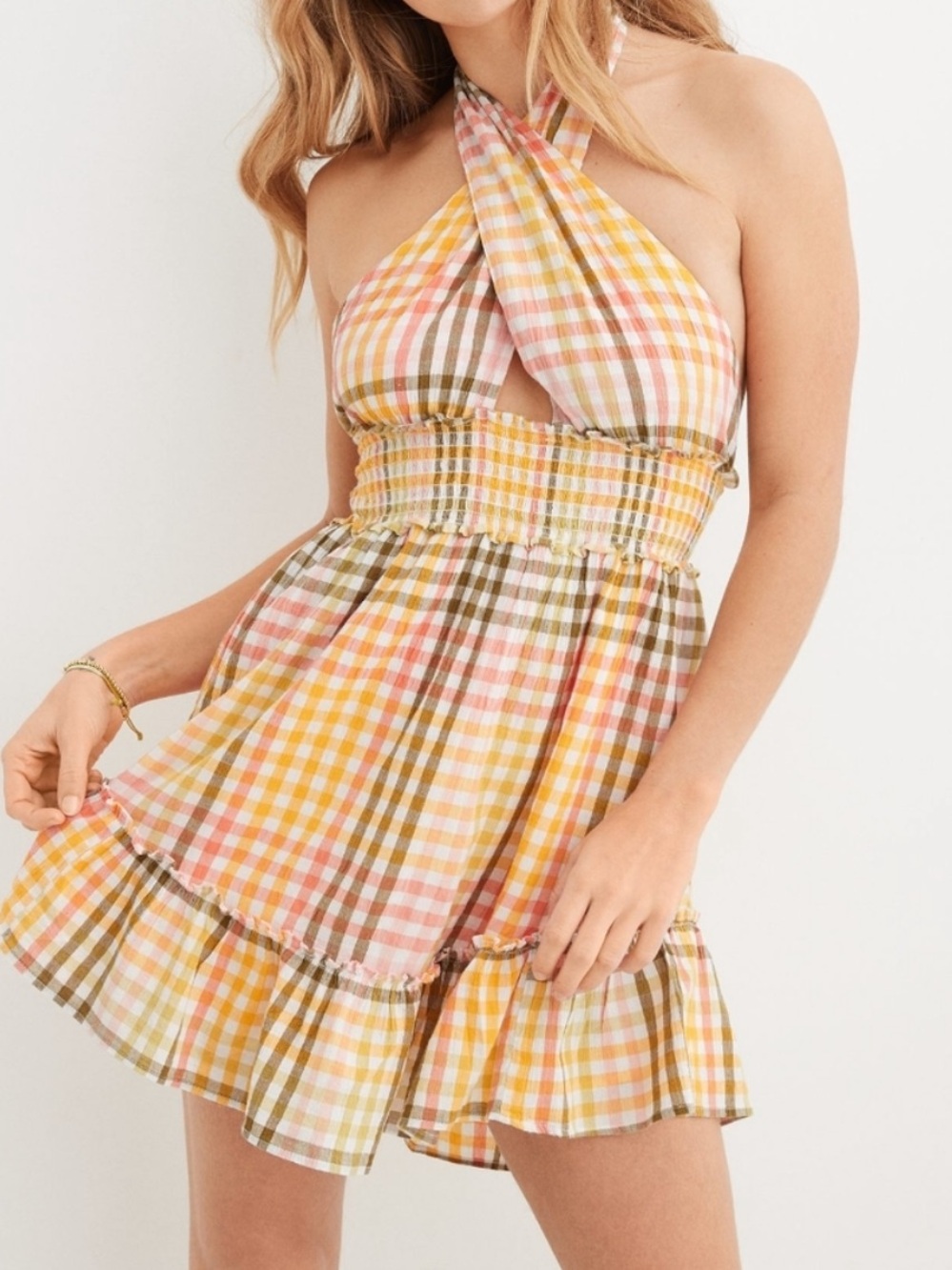 🌼Gingham Halter Dress